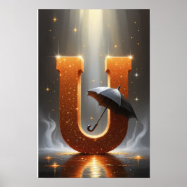 Magical Letter U Poster | Umbrella Wall Art  ポスター