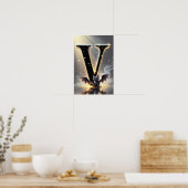 Magical Letter V Wall Art Poster for Kids Room ポスター (キッチン)