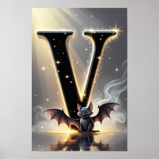 Magical Letter V Wall Art Poster for Kids Room ポスター (正面)