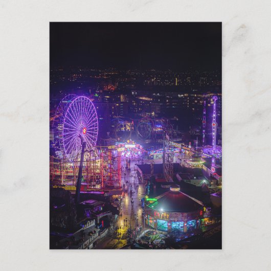 Magical lights of Vienna's Prater park in night ポストカード (正面)