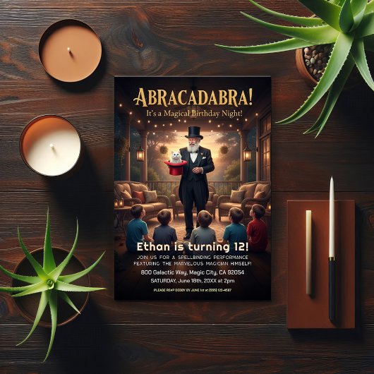 Magical Magician Birthday Party  招待状