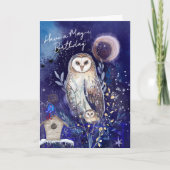Magical Mama Baby Owl Birthday Card | Starry Night カード (正面)