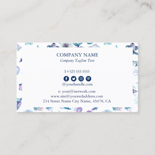 Magical marine creatures pattern marine biologist  名刺 (裏面)