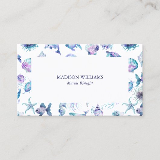 Magical marine creatures pattern marine biologist  名刺 (正面)