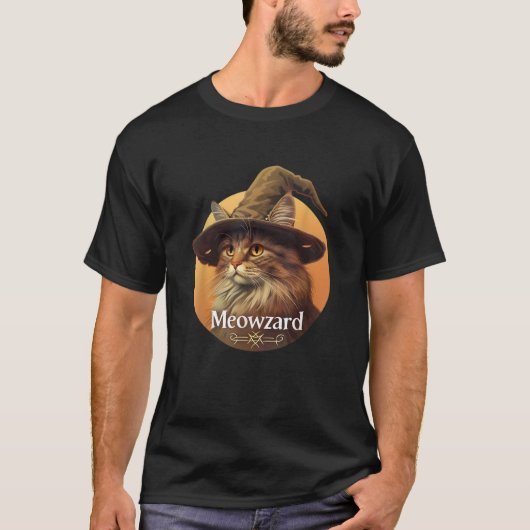 Magical Meowzard Enchanting Cat Wizard Illustratio Tシャツ (正面)