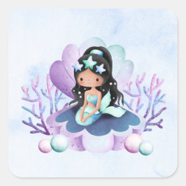 Magical Mermaid | 水彩バースデー スクエアシール