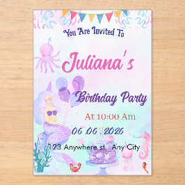 Magical  Mermaid Birthday Invitation アクリル招待状