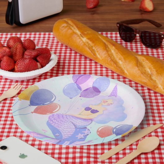 Magical  Mermaid Birthday Invitation Card ペーパープレート (ピクニック)