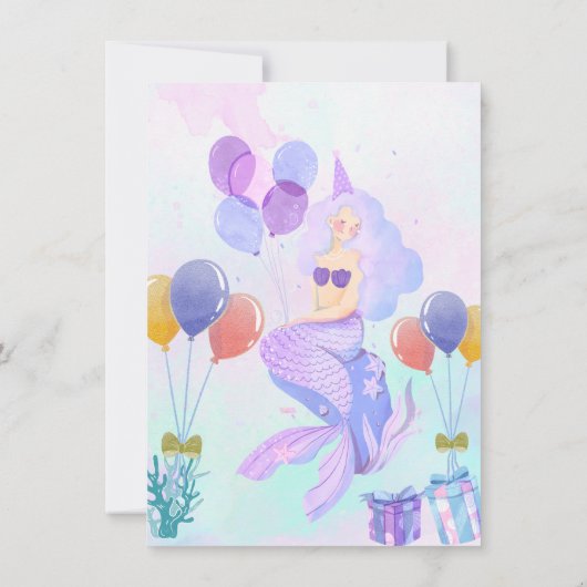 Magical  Mermaid Birthday Invitation Card 招待状 (裏面)