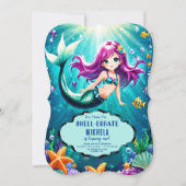 Magical Mermaid Birthday Invite - Under Sea Party 招待状 (正面)