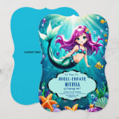 Magical Mermaid Birthday Invite - Under Sea Party 招待状 (正面/裏面)