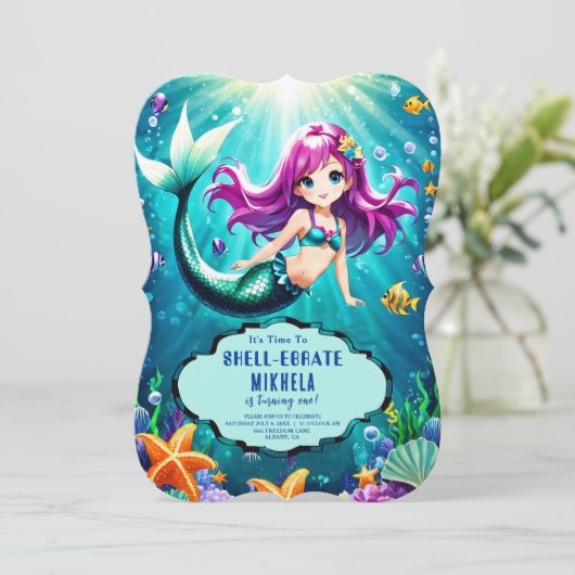 Magical Mermaid Birthday Invite - Under Sea Party 招待状 (スタンド正面)
