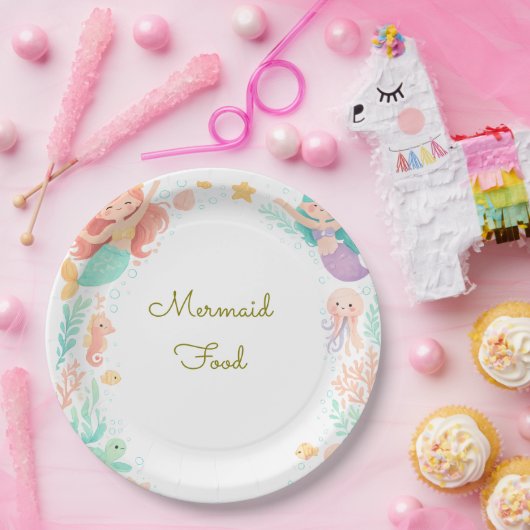 Magical Mermaid Under the Sea Kids Birthday  ペーパープレート (パーティー)