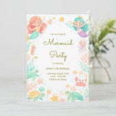 Magical Mermaid Under the Sea Kids Birthday Party  招待状 (スタンド正面)