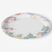 Magical Mermaids Unicorns Rainbow Birthday Party ペーパープレート (アングル)