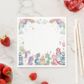 Magical Mermaids Unicorns Rainbow Personalized スタンダードランチョンナプキン (インサイチュ)