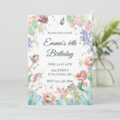 Magical Mermaids Unicorns Rainbows Kids Birthday 招待状 (スタンド正面)