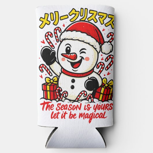 Magical Merry Christmas Snowman Cooler Bag スリム缶クーラー (正面)