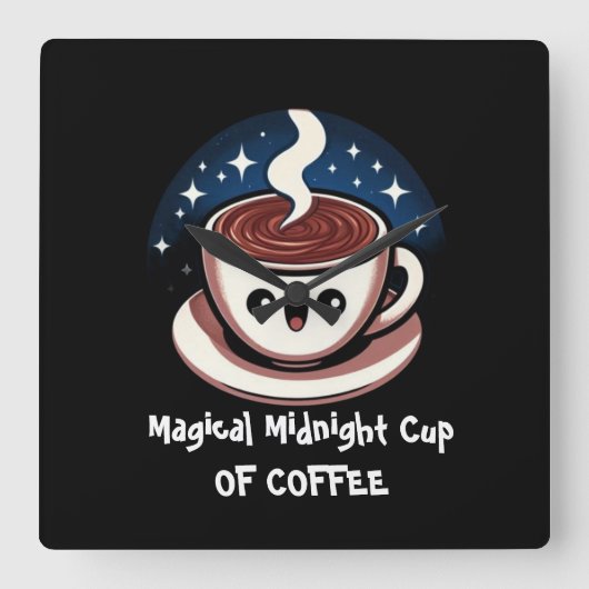 Magical Midnight Cup Of Coffee スクエア壁時計 (正面)