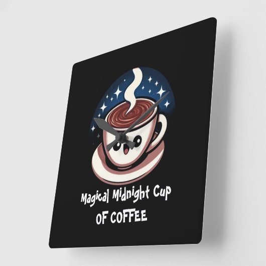 Magical Midnight Cup Of Coffee  スクエア壁時計 (傾斜)