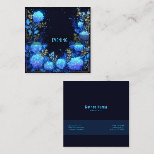 Magical Midnight Garden Floral スクエア名刺 (正面/裏面)