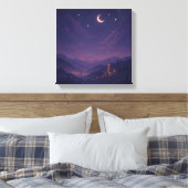 Magical Moonlit Village Nightscape キャンバスプリント (インサイチュ (寝室))