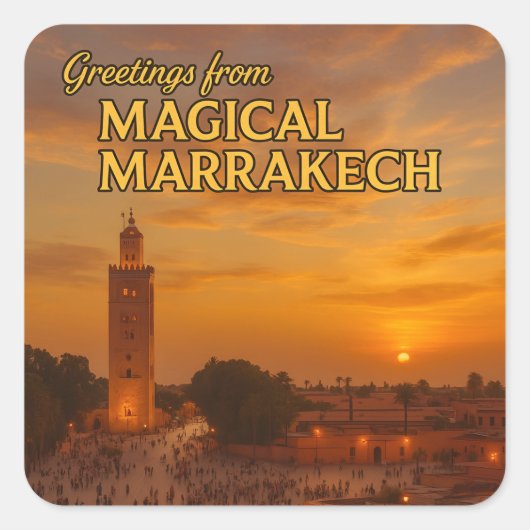 Magical Morocco Sunset View Koutoubia Marrakech  スクエアシール (正面)