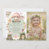 Magical Mushroom Fairy Birthday Photo サンキューカード (正面)