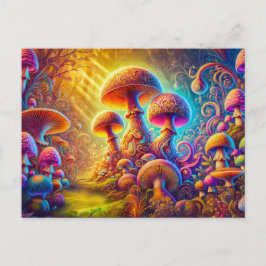 Magical Mushroom Glow Vibrant Psychedelic Landscap ポストカード