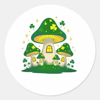 Magical Mushroom Village With Glowing ラウンドシール
