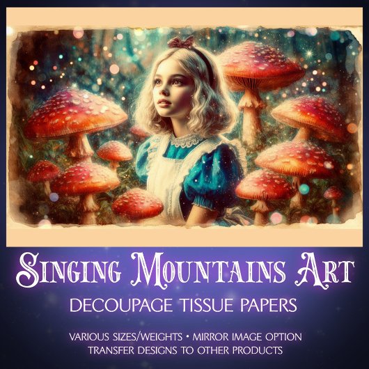Magical Mushroom Wonderland and Alice Decoupage 薄葉紙