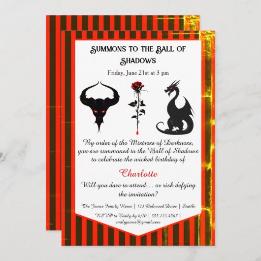 Magical & Mysterious Kids Birthday Party  招待状 (正面/裏面)