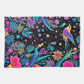 Magical Neon Forest Night Dream Design キッチンタオル (横)