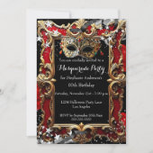 Magical Night Masquerade Party Red Halloween 招待状 (正面)