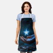 Magical Night Sky Cooking Apron | Celestial Dreams エプロン (着用した状態)