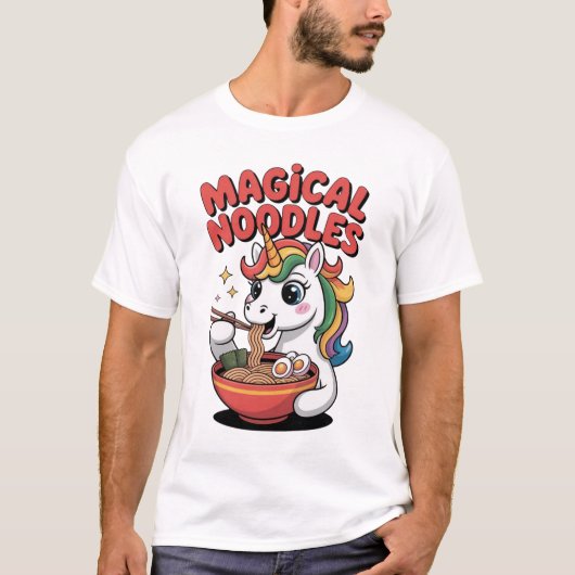 Magical Noodles Unicorn Ramen Lover Kawaii Tシャツ (正面)