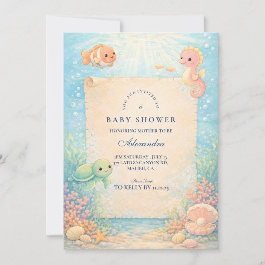 Magical Ocean Nursery Baby Shower 招待状 (正面)