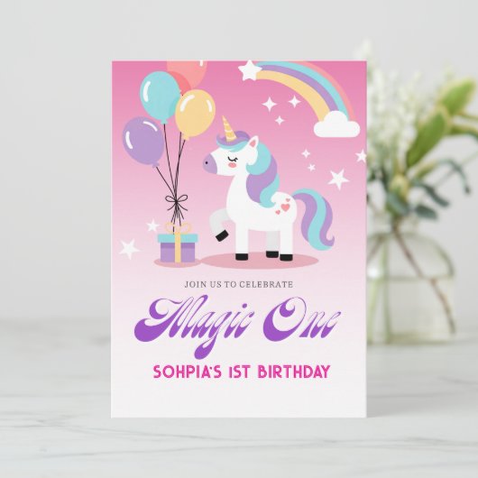 Magical one Birthday Unicorn 招待状 (スタンド正面)