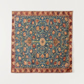 Magical Oriental Rug Pattern in Blue and Red タペストリー (正面(横))