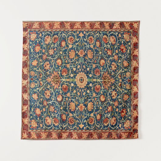 Magical Oriental Rug Pattern in Blue and Red タペストリー (正面(横))