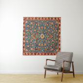 Magical Oriental Rug Pattern in Blue and Red タペストリー (インサイチュ(横))