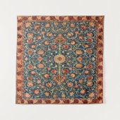 Magical Oriental Rug Pattern in Blue and Red タペストリー (正面)