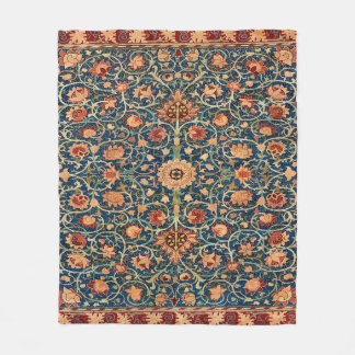 Magical Oriental Rug Pattern in Blue and Red フリースブランケット