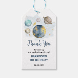 Magical Outer Space Navy Gold Boy Birthday Favors ギフトタグ