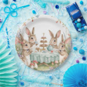 Magical Pastel Bunny & Floral Tea Party Plates ペーパープレート (パーティー)