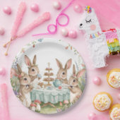 Magical Pastel Bunny & Floral Tea Party Plates ペーパープレート (パーティー)