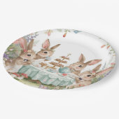 Magical Pastel Bunny & Floral Tea Party Plates ペーパープレート (アングル)