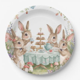 Magical Pastel Bunny & Floral Tea Party Plates ペーパープレート