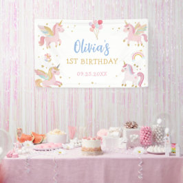 Magical Pastel Unicorn Rainbow Birthday Party 横断幕