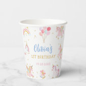 Magical Pastel Unicorn Rainbow Birthday Party 紙コップ (裏面)